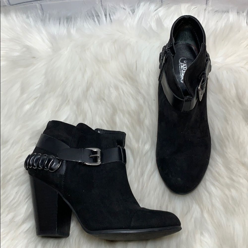 Carlos Santana‎ Macomb Black Suede Booties Size 6.5